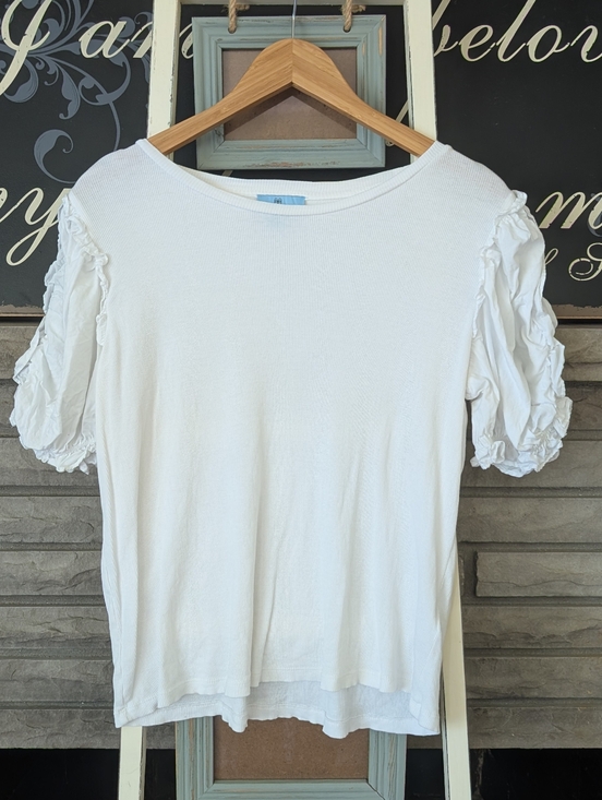 CeCe Tops - CeCe White Puff-Sleeve Short Sleeve Tee Size Medium
